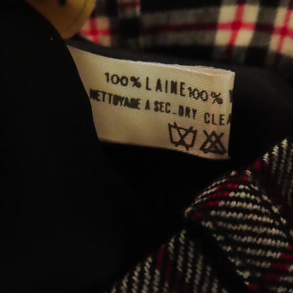 VTG Celine Plaid Wool Skirt 42 4 6 Black Red White OG Handwritten Tag Academia - Picture 4 of 10